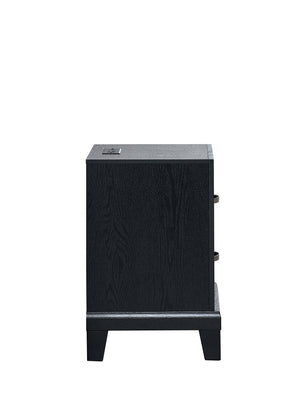 English Elm Livingston Black 2-Drawer Nightstand with AC, USB & USB-C Charging, Dovetail Drawers, Modern Finish B078P366202