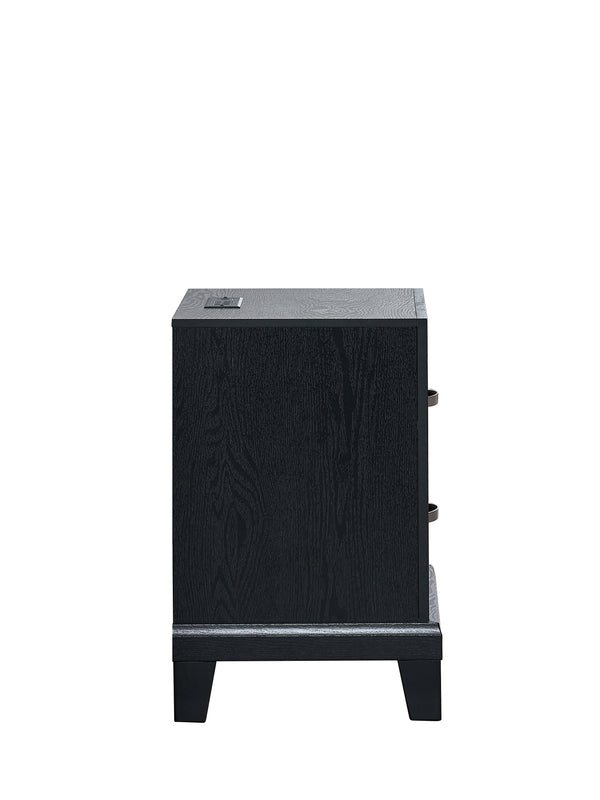 English Elm Livingston Black 2-Drawer Nightstand with AC, USB & USB-C Charging, Dovetail Drawers, Modern Finish B078P366202