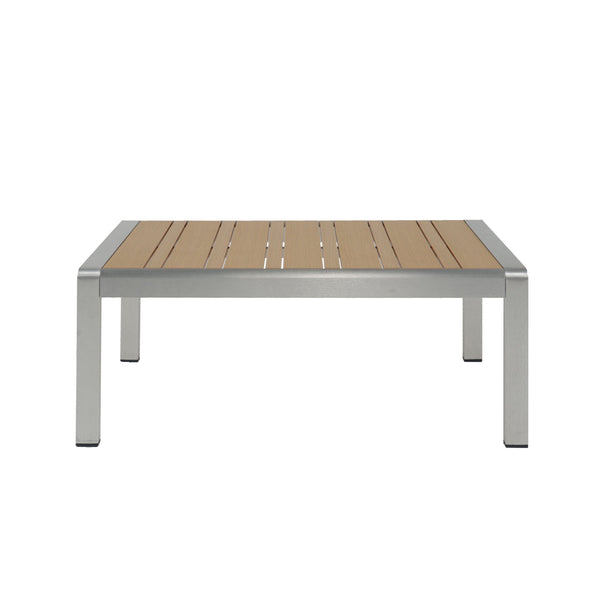 English Elm Christopher Knight Home® - Cora Aluminum Outdoor Coffee Table in Natural Silver Finish — Lightweight, Eco-Friendly, 38x22x5.8" N775P210697S