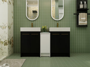 English Elm 60 Inch Freestanding Bathroom Vanity With Modern Resin Sink, Soft-Close Doors & Ample Storage Space W999S00299