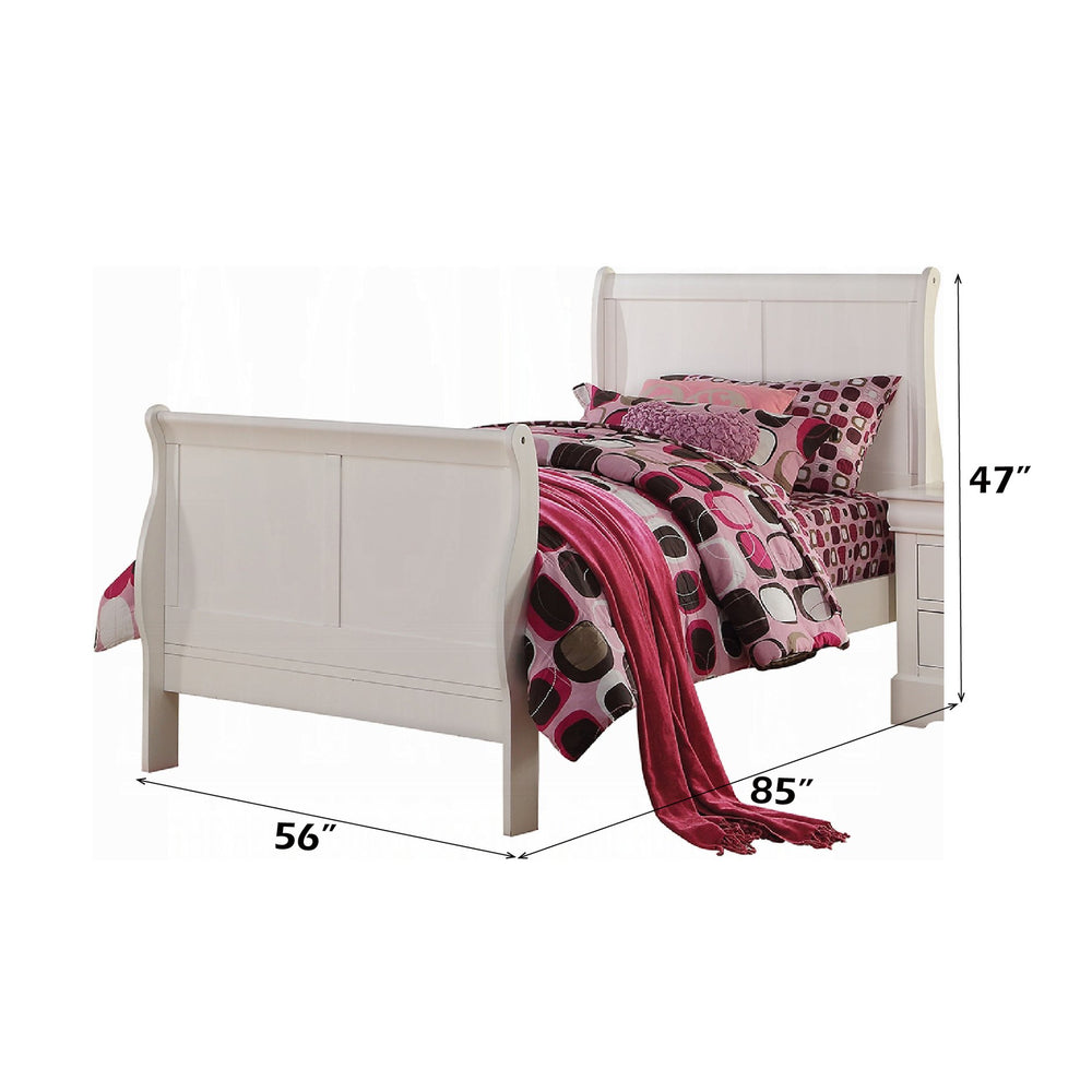 English Elm Louis Philippe Iii Sleigh Bed In White Finish - Timeless Elegance For Your Bedroom, Durable Design B2726S00544