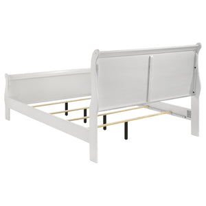 English Elm Mckee White Queen Sleigh Bed with Curved Legs and Low Profile Footboard for Cottage Rooms B062S01743