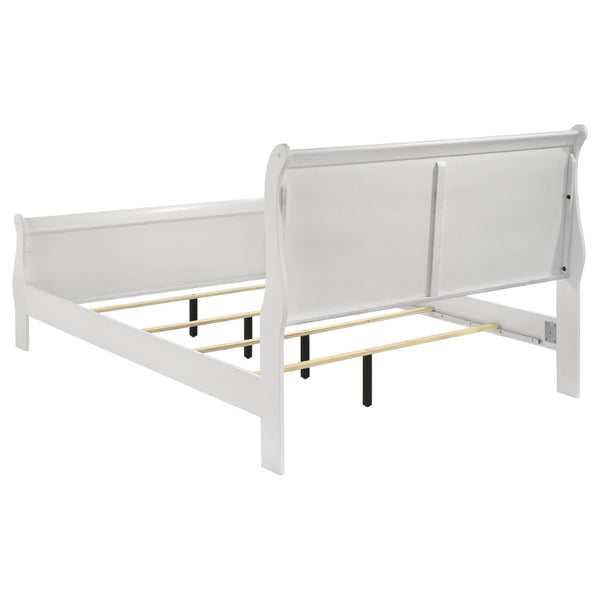 English Elm Mckee White Queen Sleigh Bed with Curved Legs and Low Profile Footboard for Cottage Rooms B062S01743