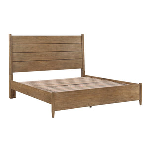 English Elm Modern Hickory Veneer Queen Bed with Tall Headboard and Removable Upholstered Cushion B011S02164