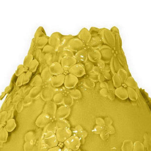 English Elm Remi Hand-detailed Ceramic Vase with Floral Motifs Warm Yellow Glaze Home Decor B056P416952