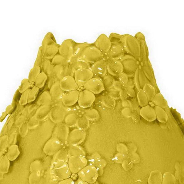 English Elm Remi Hand-detailed Ceramic Vase with Floral Motifs Warm Yellow Glaze Home Decor B056P416952
