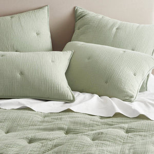 English Elm 3-piece King Cotton Muslin Quilt Set with Embroidered Tacking Breathable Crinkled Bedding B035P408344