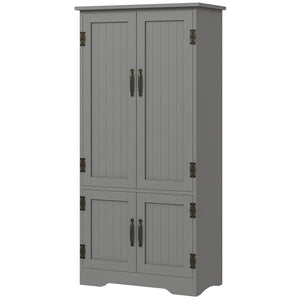 English Elm HOMCOM 48.5" Kitchen Pantry Cabinet — Compact Farmhouse Organizer with Beadboard Doors & Adjustable Shelves Gray W2225P249918