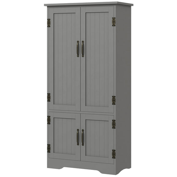 English Elm HOMCOM 48.5" Kitchen Pantry Cabinet — Compact Farmhouse Organizer with Beadboard Doors & Adjustable Shelves Gray W2225P249918