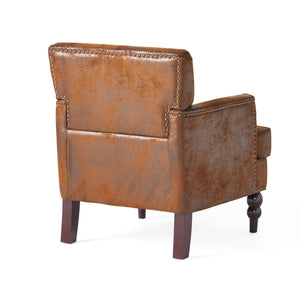 English Elm Christopher Knight Home® - HARRISON Tufted Club Chair with Diamond-Stitched Back, Nailhead Trim and Turned Birch Legs for Comfort and Style Brown 53444.00MF