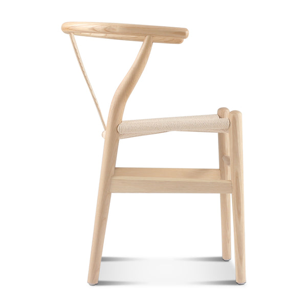 English Elm Set of Two Wishbone Chairs Natural Ash Solid Wood Hand-Woven Paper Cord Seats Eco Oil Finish Durable Stylish 92 B353P354544