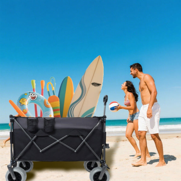 English Elm 9" Balloon Wheel Folding Wagon Heavy Duty 480lb All Terrain Oxford Fabric Cart W2932P317113