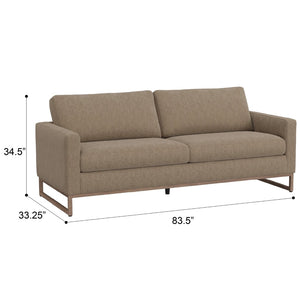 English Elm Tuffle Low Profile Sofa Textured Fabric Upholstery Wraparound Metal Base Living Room B361P482532