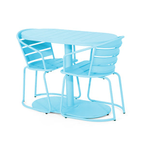 English Elm Christopher Knight Home® - SANTA MONICA BISTRO SET — Chic 3-Piece Iron Patio Dining Set with Matte Finish, Weather-Resistant Charm Light Blue N773P278371B