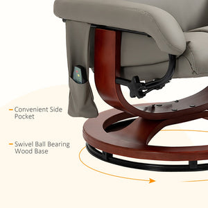 English Elm Massage Swivel Recliner with 10-point Vibration Pu Leather Chair and Ottoman Remote T3971P405850