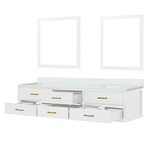 English Elm White Double Bath Vanity Set With White Quartz Top & Two 36" Mirrors – Elegant, Spacious Design B2731S01587-GIGA