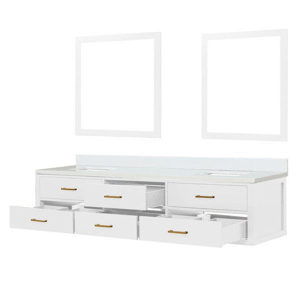 English Elm White Double Bath Vanity Set With White Quartz Top & Two 36" Mirrors – Elegant, Spacious Design B2731S01587-GIGA