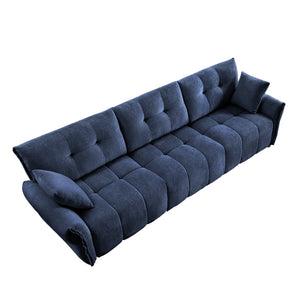 English Elm This 3 - Seater Sofa Set with Tufted Chenille, High-Rebound Cushions, Solid Wood Frame, Modern Design Blue W714S01148