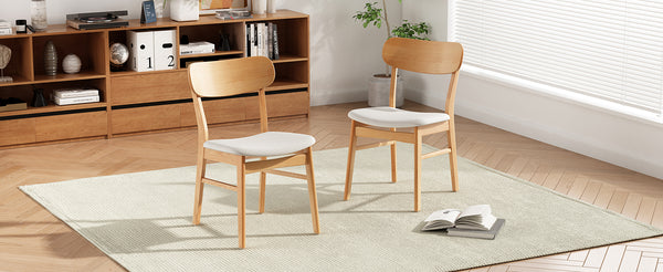 English Elm Christopher Knight Home® - DINING Chair with Cushioned Fabric Seat and Solid Rubberwood Legs, Natural Oak Finish, Stylish Comfort Light beige 58925.00LBE