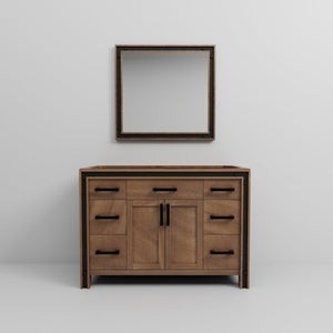 English Elm Rustic Barnwood Bath Vanity Set With Coordinating Mirror, Ample Storage & Farmhouse Charm – 48"X22" B2731S00541-GIGA