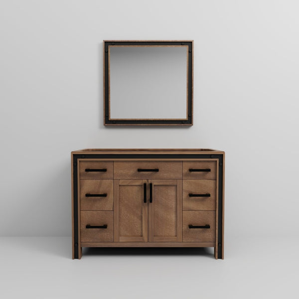 English Elm Rustic Barnwood Bath Vanity Set With Coordinating Mirror, Ample Storage & Farmhouse Charm – 48"X22" B2731S00541-GIGA