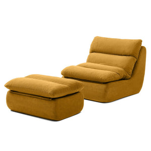 English Elm 32" Tufted Foam Chaise Lounge with Matching Ottoman for Adults Bedroom Living Room Yellow W1117P436330