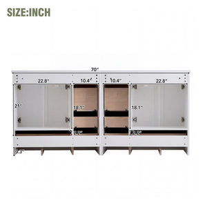 English Elm 72-inch Shaker Double Bathroom Vanity White Mdf Soft Close Drawers Resin Basin N729P000029K