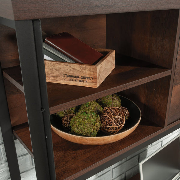 English Elm Hutch, Modern-Rustic Brown Storage Solution With Adjustable Shelves For Stylish Organization & Display B356P367924