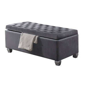 English Elm Grey Velvet Tufted Lift-Top Storage Bench with Padded Seat, Eucalyptus Wood Legs, Elegant Organizer B062P189113