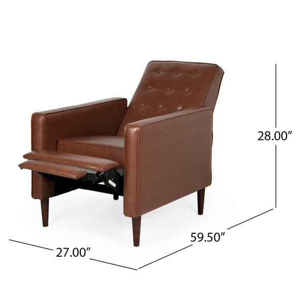 English Elm Christopher Knight Home® - Fabric Recliner Chair Mid-Century Modern Pushback Single Sofa with Tufted Cushion, Birch Legs, Cozy Comfort Light Brown 60741.00PUCOGN