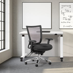 OSP Home Furnishings Soft Frame Ergonomic Task Chair with Progrid Mesh Back and Pu Padded Seat for Home Office 69393-30