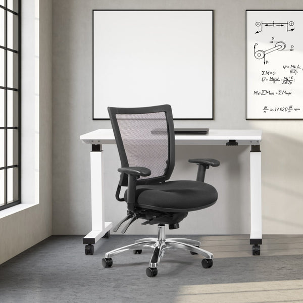 OSP Home Furnishings Soft Frame Ergonomic Task Chair with Progrid Mesh Back and Pu Padded Seat for Home Office 69393-30