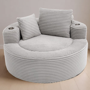 English Elm Round Cloud Sectional Sofa Bed with Memory Foam Cushions for Studio Living Spaces Grey W3224P444288