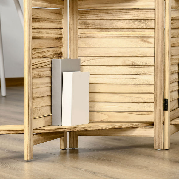 English Elm Homcom 4-Panel Folding Room Divider With Storage Shelves – Rustic Privacy Screen For Home & Office W2225P217279