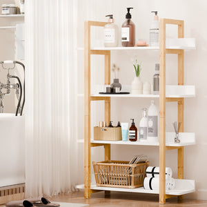 English Elm Multifuction Solid Wood Bookcase with Color-Contrast Shelves, 4-Tier Plant Stand, Sturdy Waterproof Finish W3128P261295