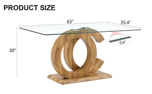 English Elm Large Modern Minimalist Rectangular Glass Dining Table For 6-8 People - Stylish & Durable Design W1151S04021