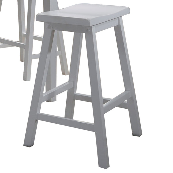 English Elm White 5-Piece Counter Height Dining Set with Ergonomic Saddle Stools, Solid Wood Top, Space-Saving Design B062P189102