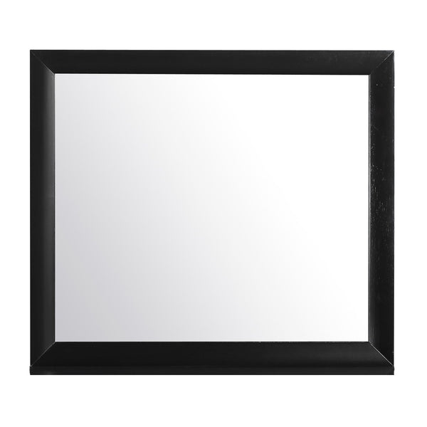 English Elm LUCILLE Large Wall Mirror with Sleek Frame and Rich Finish, Solid Wood Construction, Dresser-Ready Mounting Black 40.98 L x 37.68 W x 2.01 H B201P294789