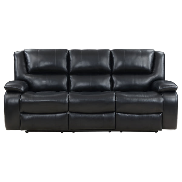 English Elm Elodie Black 2-Piece Reclining Sofa Set with Tufted Faux Leather, Pillowtop Arms & Plush Legrests B062S01113