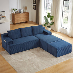 English Elm L-shaped Cloud Sectional Corduroy Sofa Deep Pocket Spring Sleeper for Any Room W2339S00104