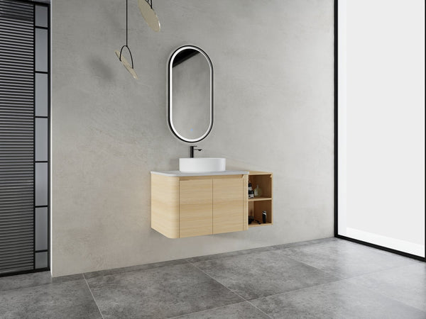 English Elm 42'' Modern Wall-Mounted Bathroom Vanity With Soft-Close Doors, Ceramic Sink & Ample Storage Solutions W999S00473