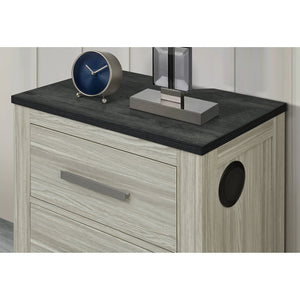 English Elm Augusta Solid Wood Nightstand in Beige Brown with Dark Top, 2 Spacious Drawers & Block Feet — Sturdy Crafted Design B201P390575