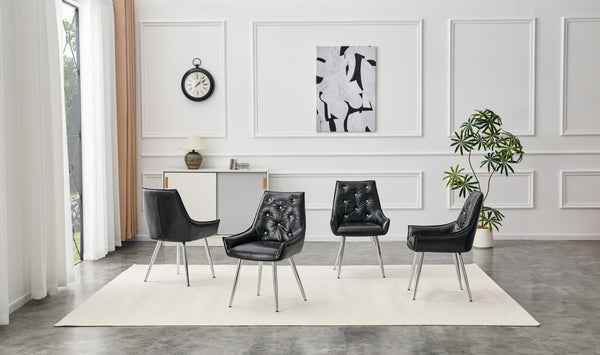English Elm Crocodile Textured Pu Leather Accent Chair Diamond Tufted with Chrome Metal Legs W3493P456316