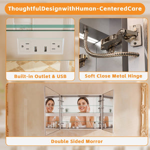 English Elm Lighted Aluminum Medicine Cabinet Smart Mirror with Anti-fog Led and Built-in Usb Outlet W5609P461480