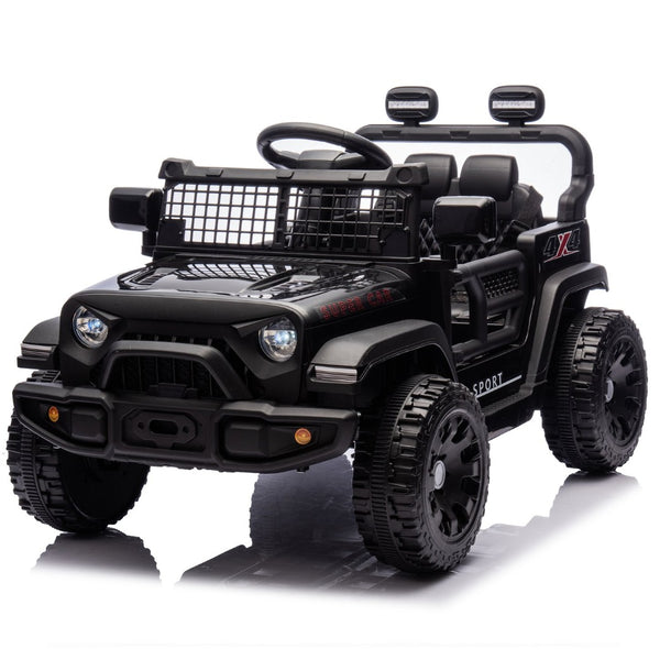 English Elm 24v Kids Ride on Car with Parental Remote Four Wheel Suspension Led Lights Bluetooth Black W1578P235080