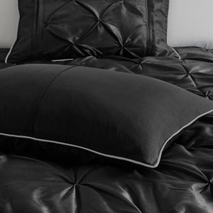 English Elm 7-piece Cal King Tufted Pleated Comforter Set with Embroidered Decorative Pillows Included B035P463178