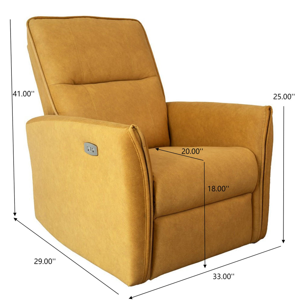 English Elm Ashcroft Furniture - Elegant Asheville Dark Yellow Suede Recliner Chair – Mid-Century High-Back, Infinite Recline, Plush Foam, Kid & Pet-Friendly Finish B183P232041
