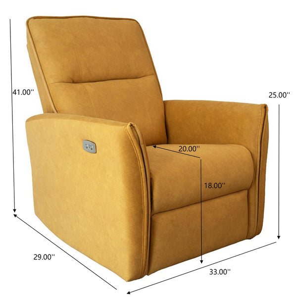 English Elm Ashcroft Furniture - Elegant Asheville Dark Yellow Suede Recliner Chair – Mid-Century High-Back, Infinite Recline, Plush Foam, Kid & Pet-Friendly Finish B183P232041