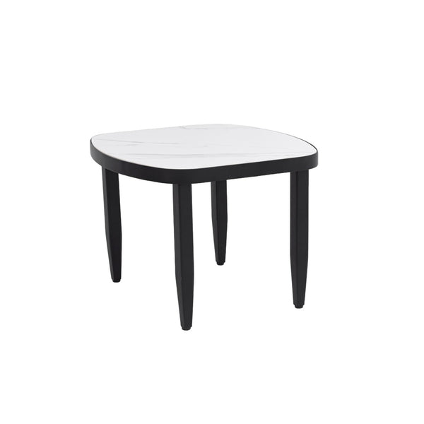 English Elm Modern Outdoor Arc Side Table Sintered Stone Top Aluminum Frame Rust Free Patio W1886P428289