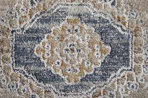 Feizy Rugs Pasha Global Charm Area Rug - Vibrant Medallion Design, Soft Low Pile, Stain-resistant & Kid-friendly Ivory,Taupe,Blue Polyester Pas39m5fbgebluf05